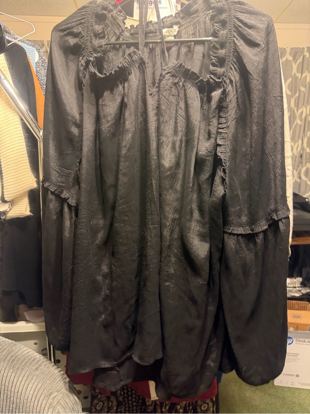 Cato Black Long Sleeve Ruffle Blouse